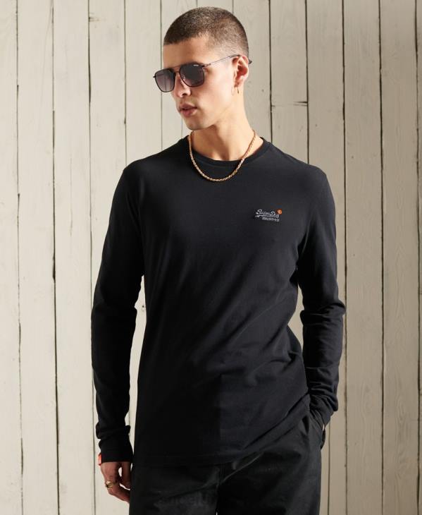 Superdry Hommes t-shirt broderie vintage en coton bio D64Z6502 vêtements noir