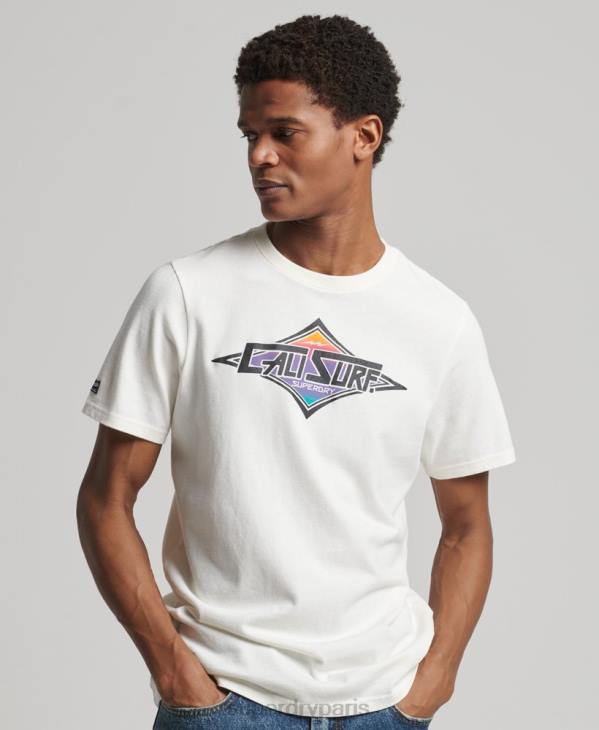 Superdry Hommes t-shirt cali vintage D64Z4952 vêtements blanc