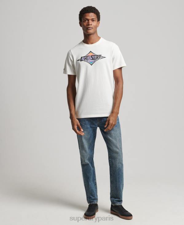 Superdry Hommes t-shirt cali vintage D64Z4952 vêtements blanc