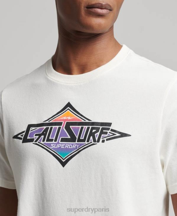 Superdry Hommes t-shirt cali vintage D64Z4952 vêtements blanc