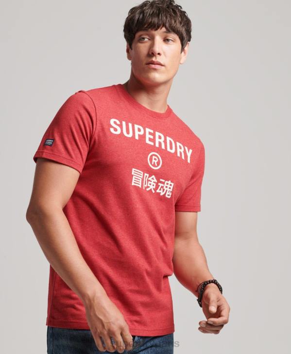 Superdry Hommes t-shirt chiné à logo vintage D64Z4826 vêtements rouge