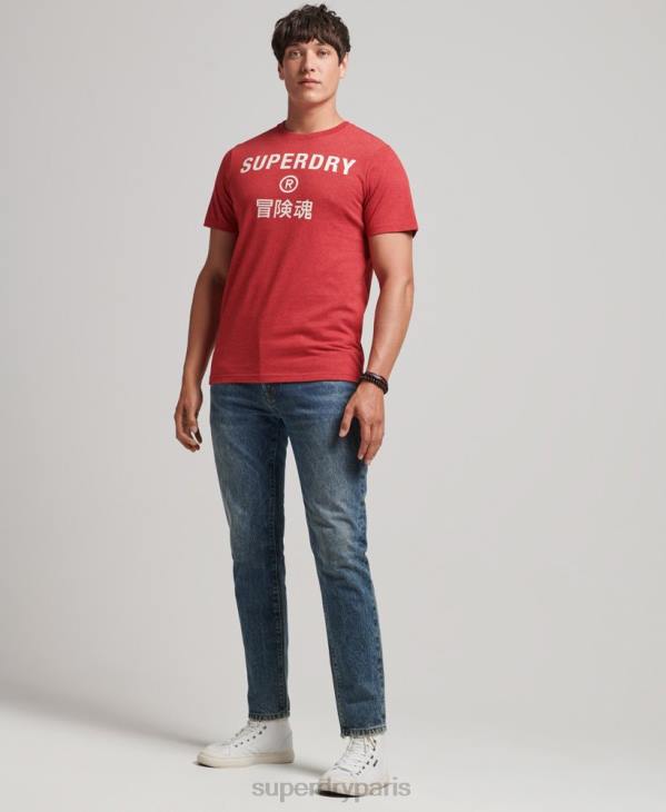 Superdry Hommes t-shirt chiné à logo vintage D64Z4826 vêtements rouge