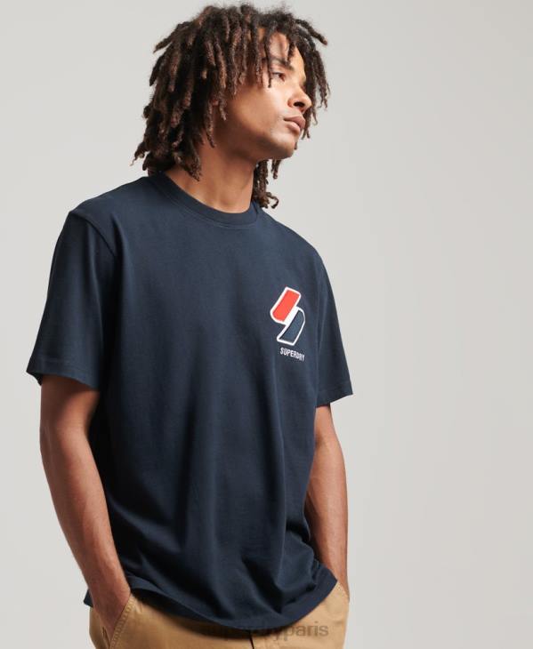 Superdry Hommes t-shirt classique à appliqués D64Z4926 vêtements marine