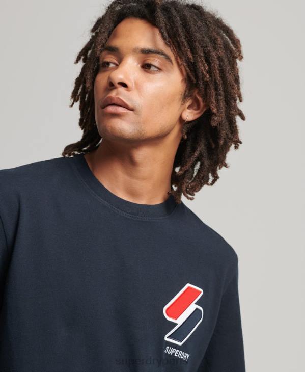 Superdry Hommes t-shirt classique à appliqués D64Z4926 vêtements marine