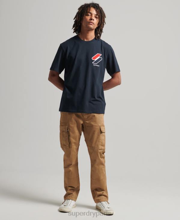 Superdry Hommes t-shirt classique à appliqués D64Z4926 vêtements marine