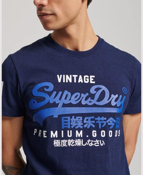 Superdry Hommes t-shirt classique à logo graphique en coton bio D64Z6358 vêtements bleu foncé