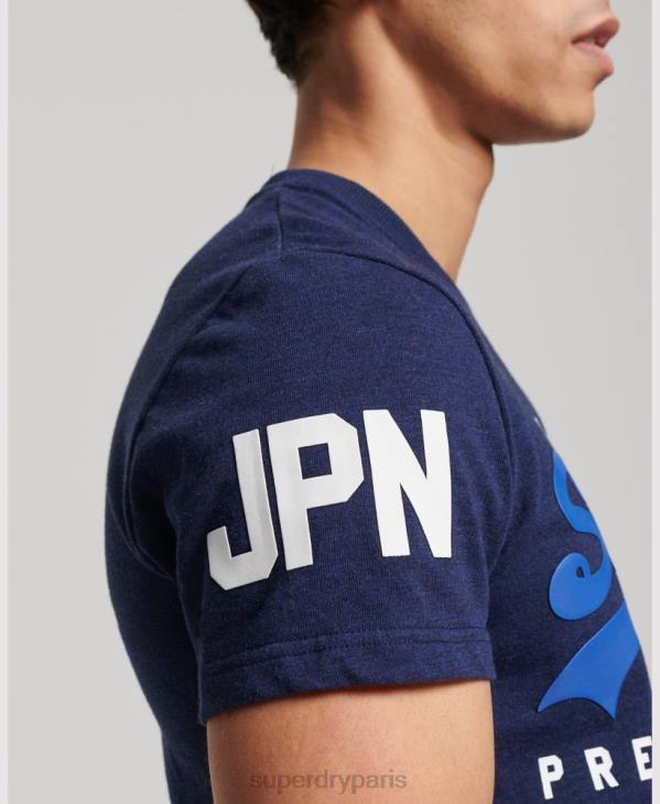 Superdry Hommes t-shirt classique à logo graphique en coton bio D64Z6358 vêtements bleu foncé