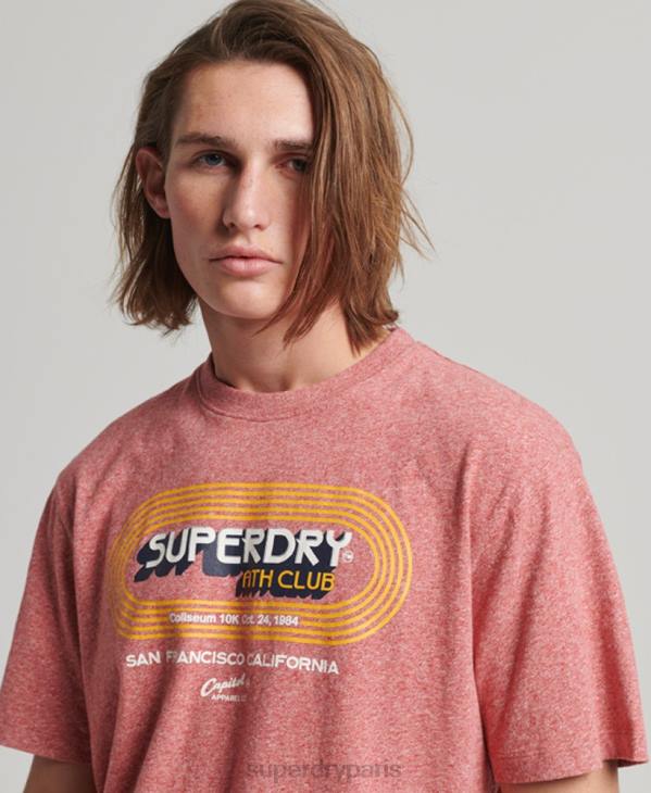 Superdry Hommes t-shirt club athlétique vintage en coton bio D64Z67 vêtements rouge