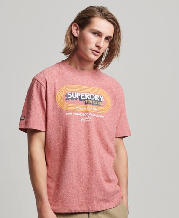 Superdry Hommes t-shirt club athlétique vintage en coton bio D64Z67 vêtements rouge
