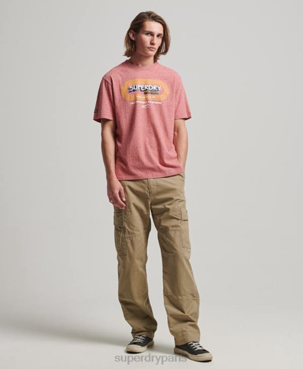 Superdry Hommes t-shirt club athlétique vintage en coton bio D64Z67 vêtements rouge