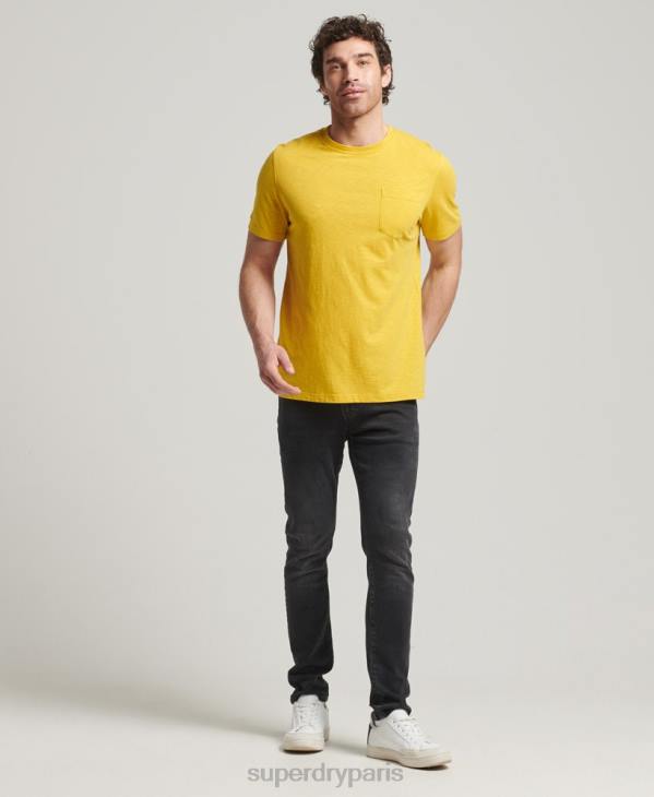 Superdry Hommes t-shirt col rond en coton bio à poche flammée D64Z4817 vêtements jaune