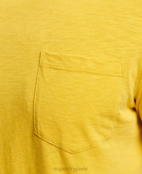 Superdry Hommes t-shirt col rond en coton bio à poche flammée D64Z4817 vêtements jaune