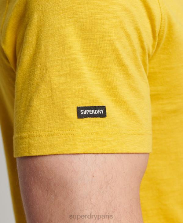 Superdry Hommes t-shirt col rond en coton bio à poche flammée D64Z4817 vêtements jaune