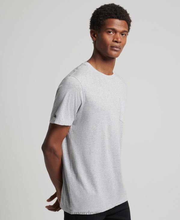 Superdry Hommes t-shirt col rond en coton bio à poche flammée D64Z4833 vêtements gris clair