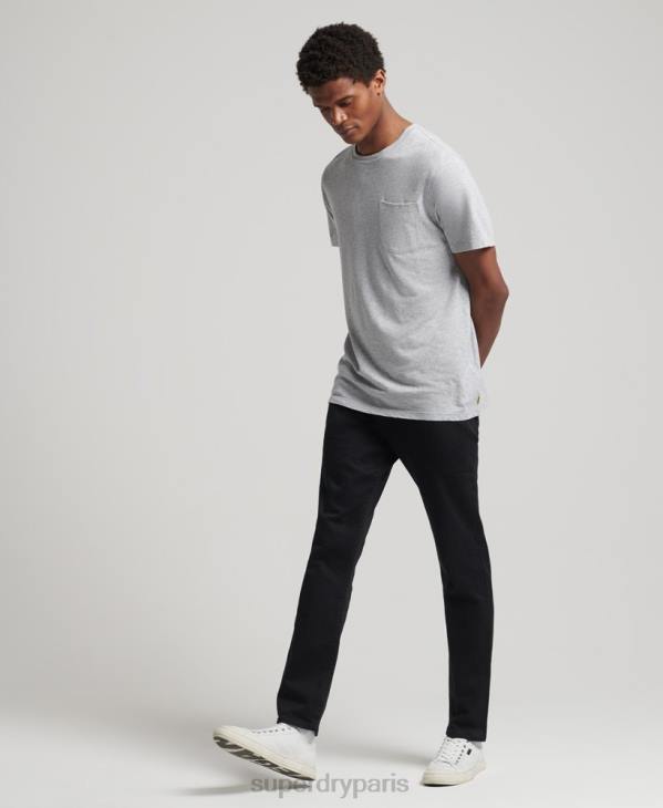 Superdry Hommes t-shirt col rond en coton bio à poche flammée D64Z4833 vêtements gris clair