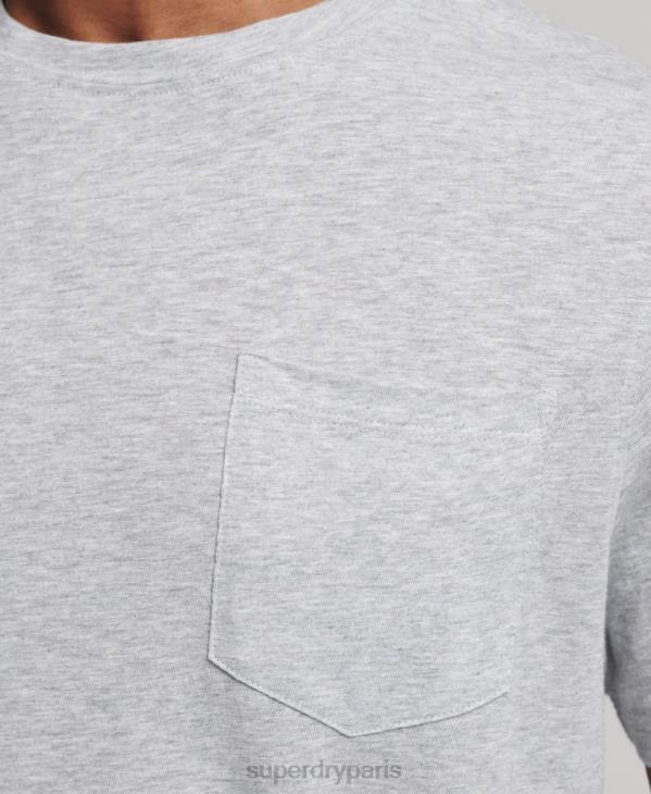 Superdry Hommes t-shirt col rond en coton bio à poche flammée D64Z4833 vêtements gris clair