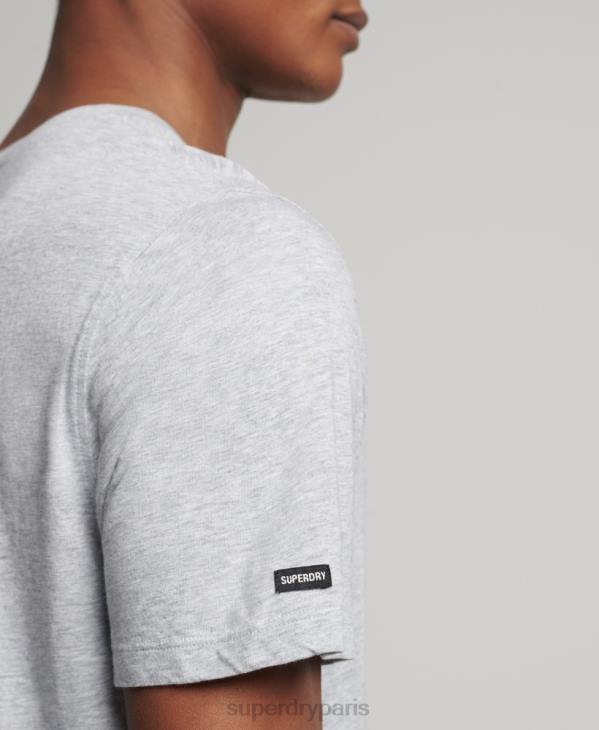 Superdry Hommes t-shirt col rond en coton bio à poche flammée D64Z4833 vêtements gris clair