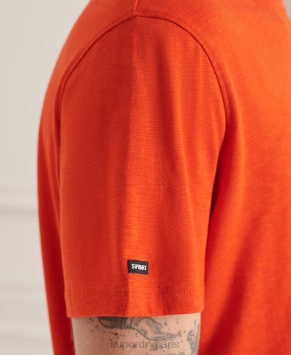 Superdry Hommes t-shirt col rond en coton bio à poche flammée D64Z4859 vêtements orange