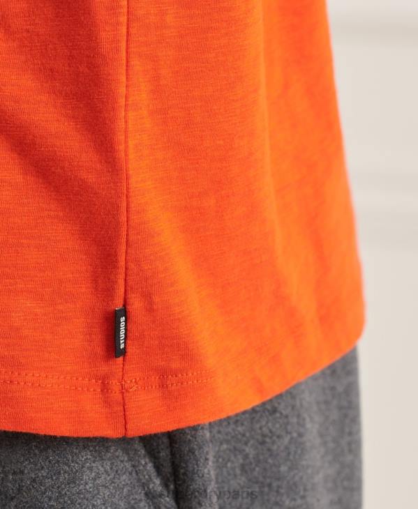 Superdry Hommes t-shirt col rond en coton bio à poche flammée D64Z4859 vêtements orange