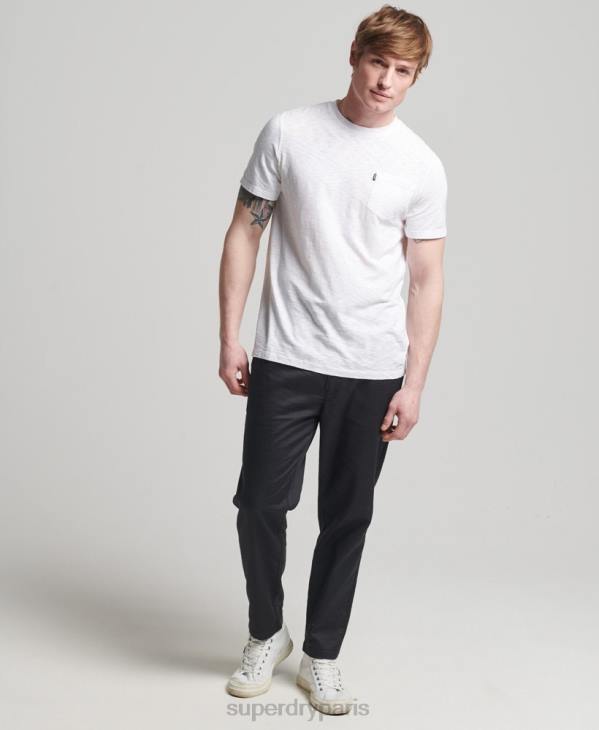 Superdry Hommes t-shirt col rond en coton bio à poche flammée D64Z4865 vêtements blanc