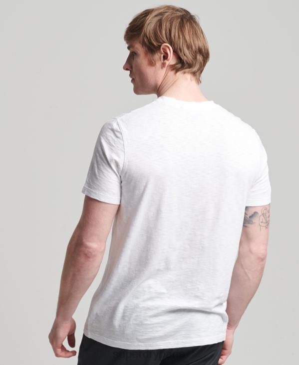 Superdry Hommes t-shirt col rond en coton bio à poche flammée D64Z4865 vêtements blanc