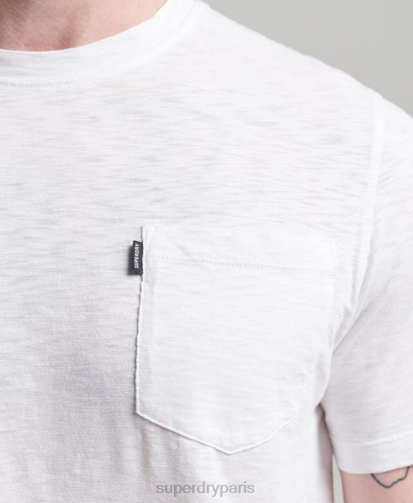 Superdry Hommes t-shirt col rond en coton bio à poche flammée D64Z4865 vêtements blanc