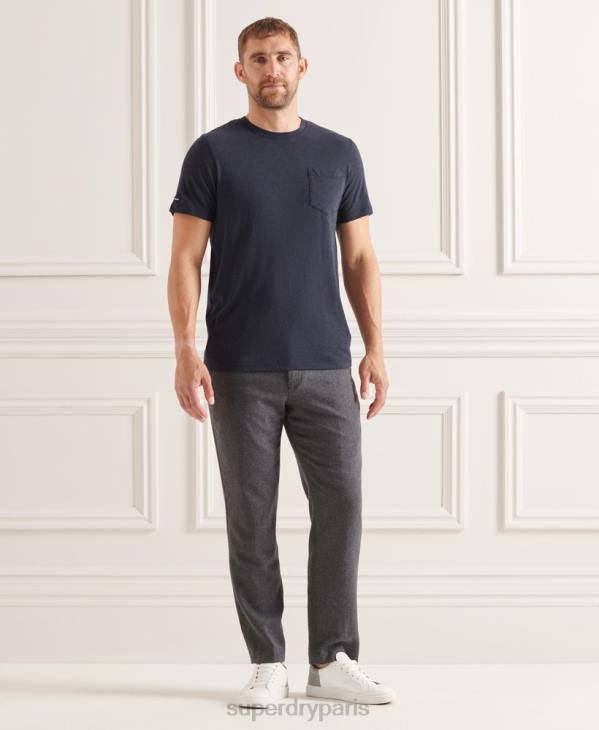 Superdry Hommes t-shirt col rond en coton bio à poche flammée D64Z4871 vêtements marine