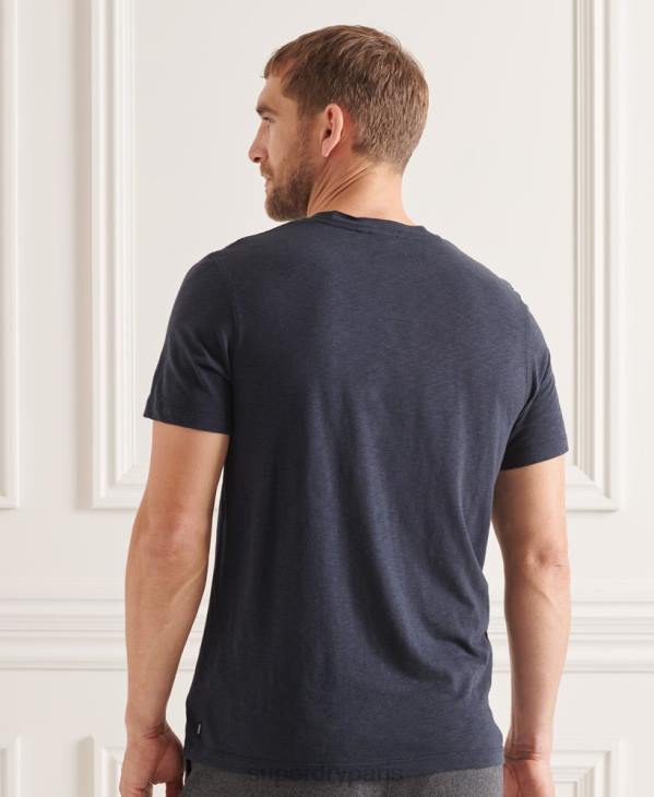 Superdry Hommes t-shirt col rond en coton bio à poche flammée D64Z4871 vêtements marine