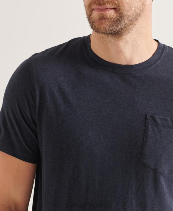 Superdry Hommes t-shirt col rond en coton bio à poche flammée D64Z4871 vêtements marine