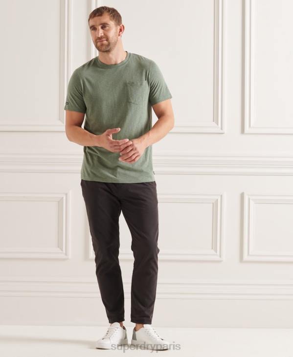 Superdry Hommes t-shirt col rond en coton bio à poche flammée D64Z4879 vêtements vert