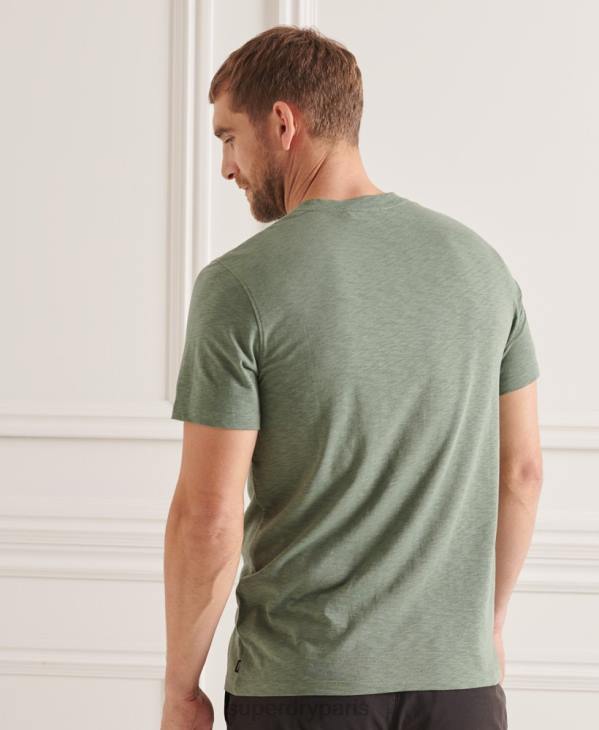 Superdry Hommes t-shirt col rond en coton bio à poche flammée D64Z4879 vêtements vert