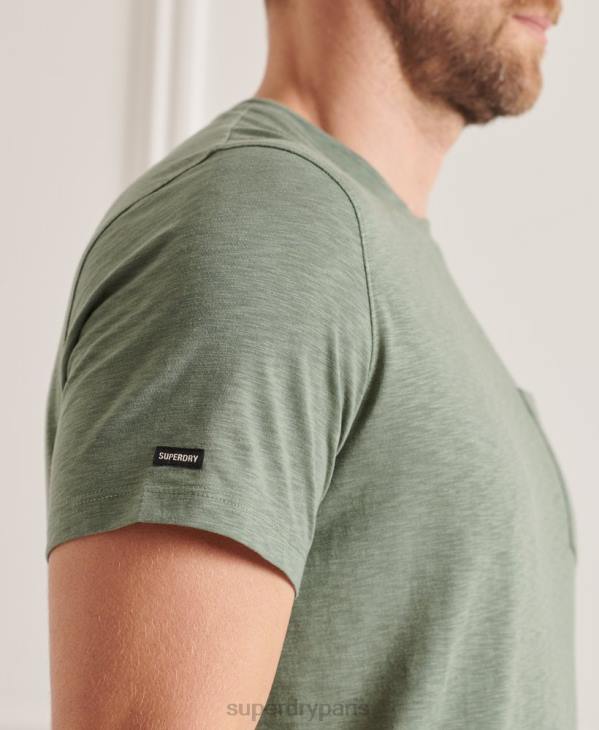 Superdry Hommes t-shirt col rond en coton bio à poche flammée D64Z4879 vêtements vert