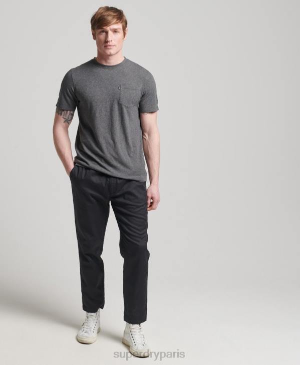 Superdry Hommes t-shirt col rond en coton bio à poche flammée D64Z4910 vêtements gris foncé