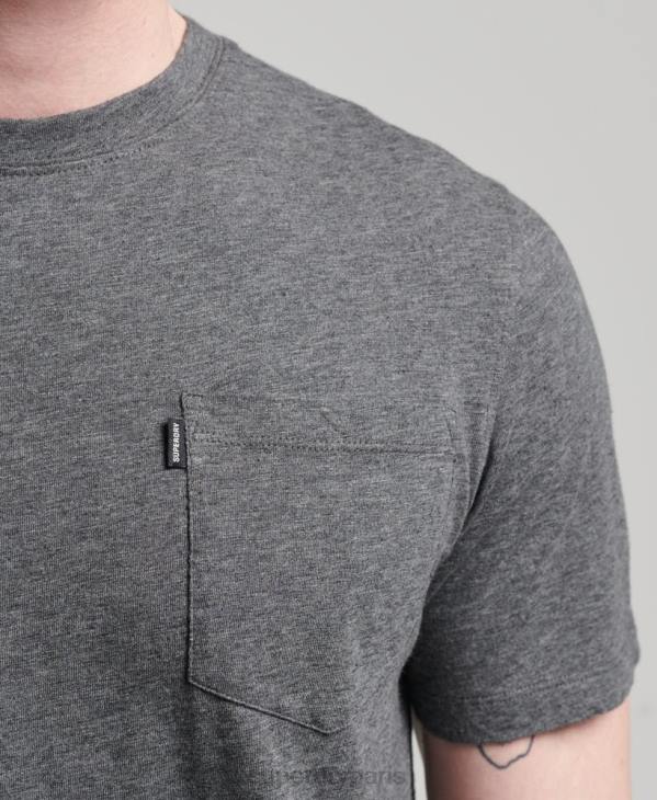 Superdry Hommes t-shirt col rond en coton bio à poche flammée D64Z4910 vêtements gris foncé