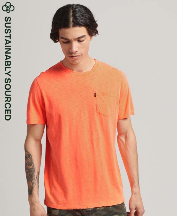 Superdry Hommes t-shirt col rond en coton bio à poche flammée D64Z4918 vêtements orange