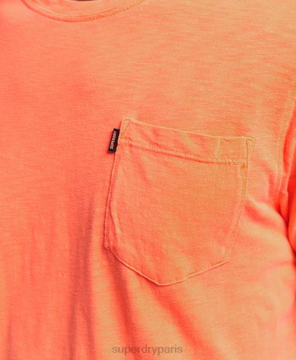 Superdry Hommes t-shirt col rond en coton bio à poche flammée D64Z4918 vêtements orange