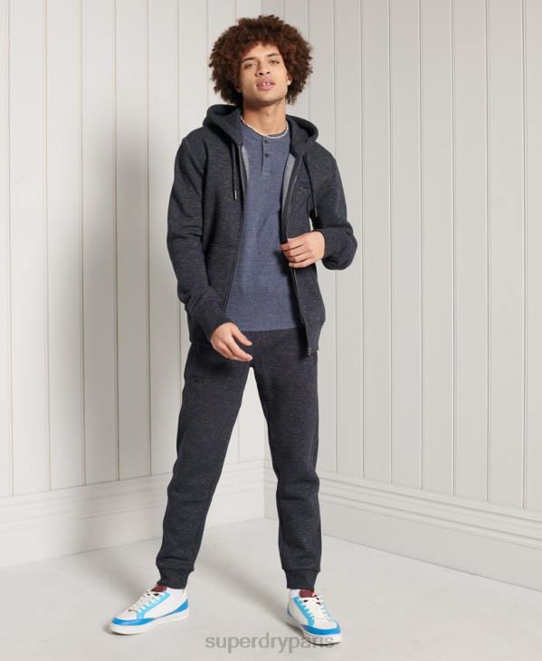 Superdry Hommes t-shirt col tunisien manches courtes en coton bio D64Z6491 vêtements marine