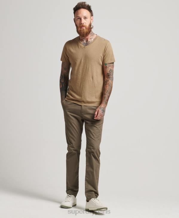 Superdry Hommes t-shirt col v D64Z4923 vêtements brun