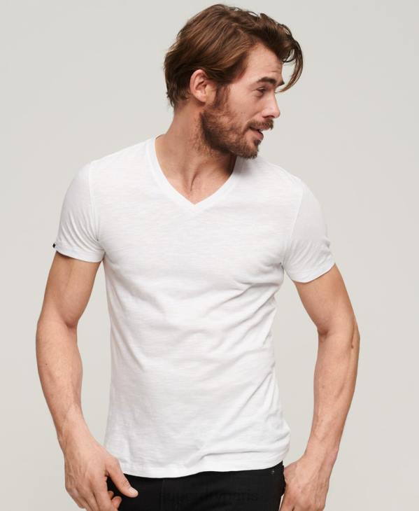 Superdry Hommes t-shirt col v D64Z70 vêtements blanc