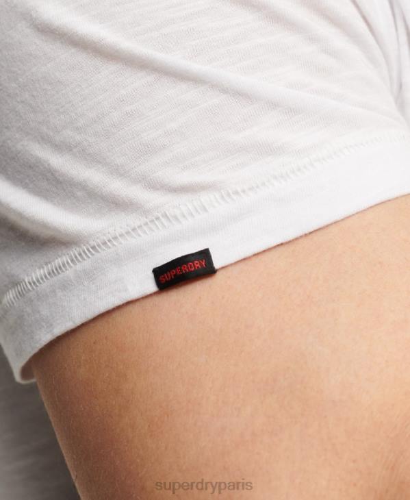Superdry Hommes t-shirt col v D64Z70 vêtements blanc