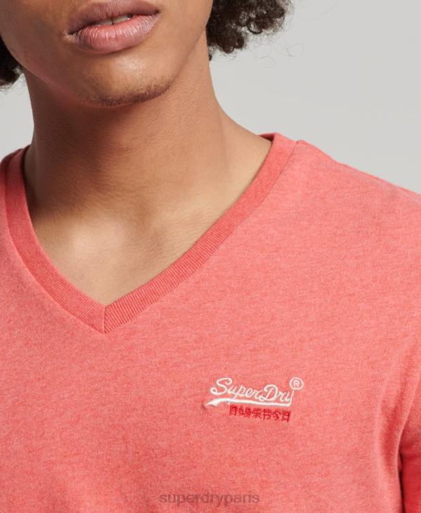 Superdry Hommes t-shirt col v classique en coton bio D64Z4809 vêtements corail