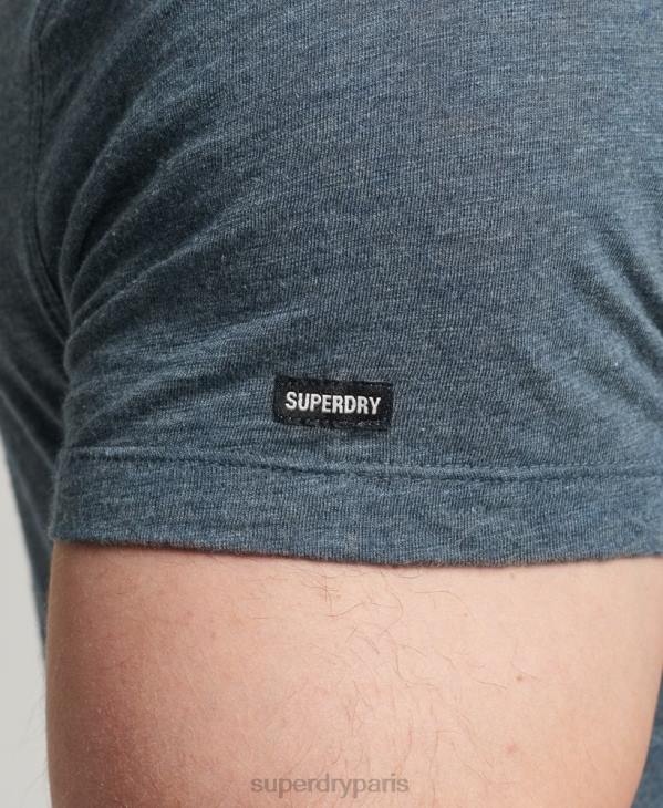 Superdry Hommes t-shirt col v en coton bio à poche flammée D64Z4819 vêtements bleu