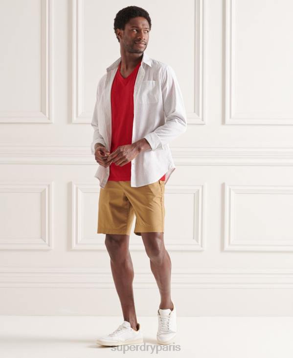 Superdry Hommes t-shirt col v en coton bio à poche flammée D64Z4834 vêtements rouge