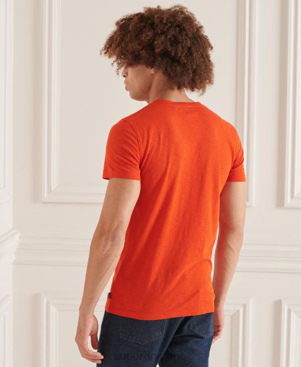 Superdry Hommes t-shirt col v en coton bio à poche flammée D64Z4837 vêtements orange