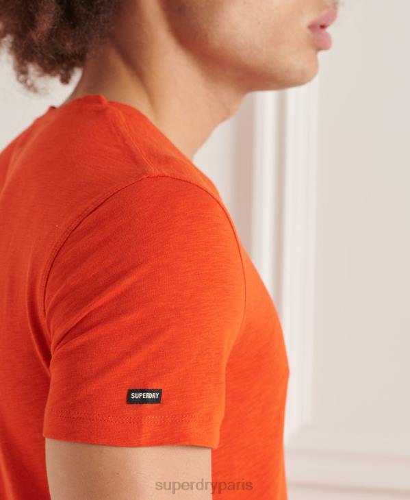 Superdry Hommes t-shirt col v en coton bio à poche flammée D64Z4837 vêtements orange