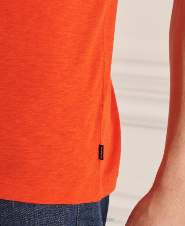 Superdry Hommes t-shirt col v en coton bio à poche flammée D64Z4837 vêtements orange