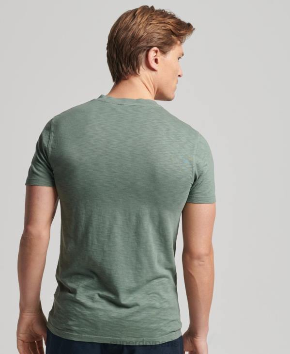 Superdry Hommes t-shirt col v en coton bio à poche flammée D64Z4857 vêtements vert