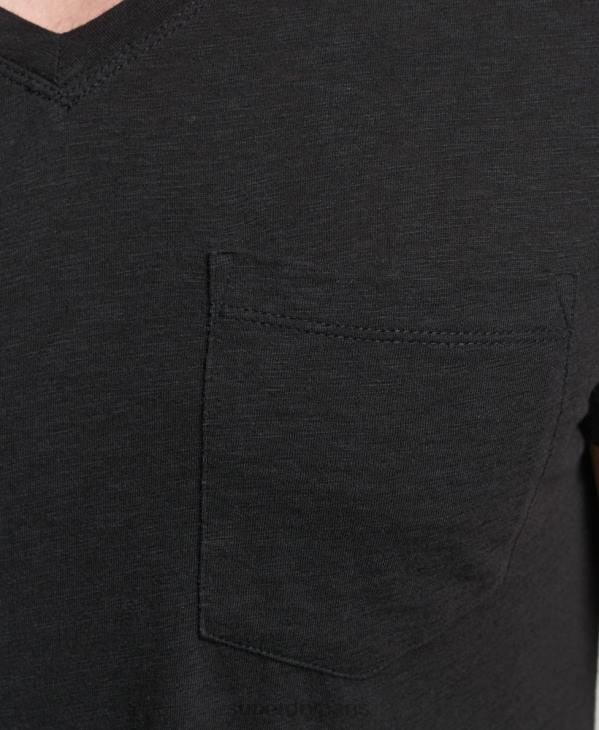 Superdry Hommes t-shirt col v en coton bio à poche flammée D64Z4862 vêtements noir