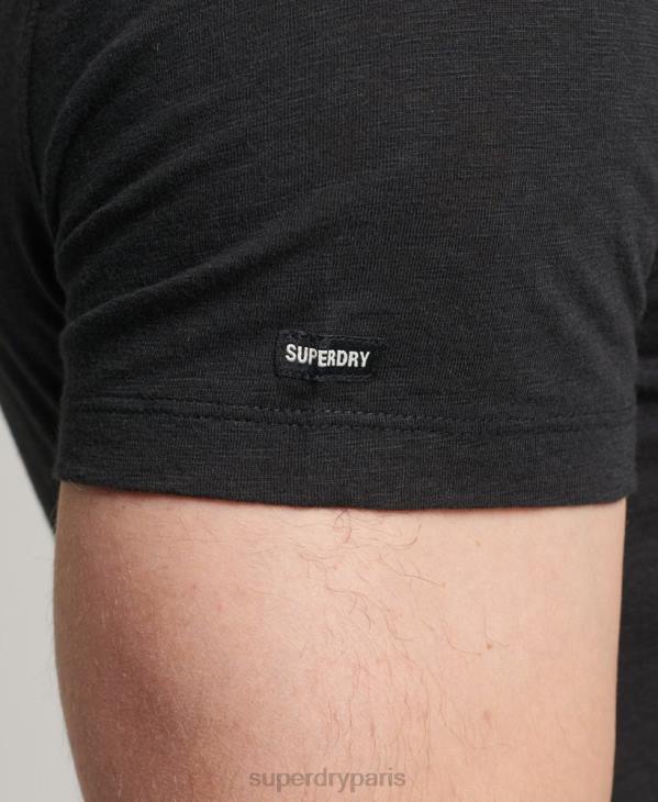 Superdry Hommes t-shirt col v en coton bio à poche flammée D64Z4862 vêtements noir