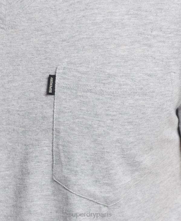 Superdry Hommes t-shirt col v en coton bio à poche flammée D64Z4917 vêtements gris foncé